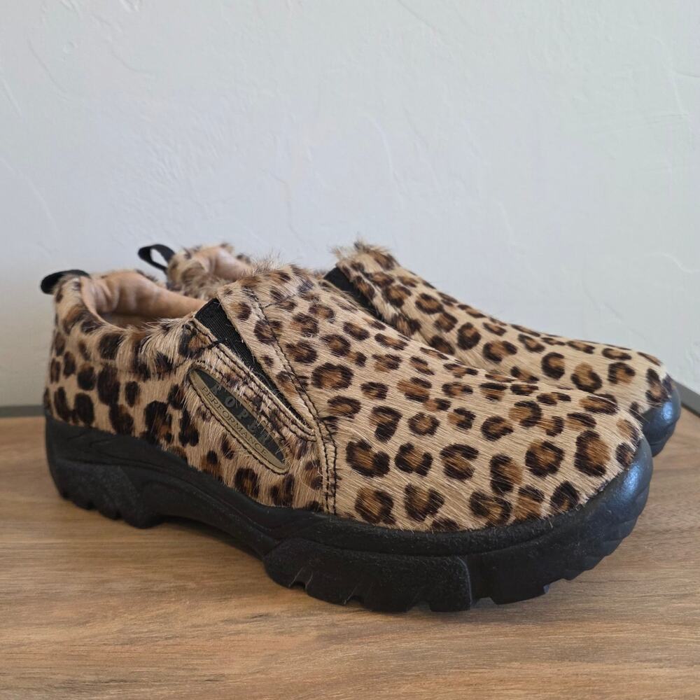 Roper Leopard Calf Hair Slip On Shoes Womens 7 Western Casual Animal Print